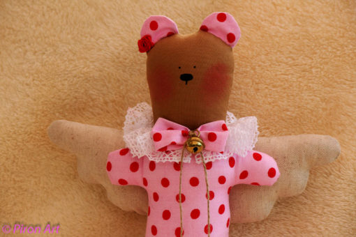 Teddy-Engel rosa rote Pünktchen Taufe Einschulung Geburt Geschenk Piron-Art